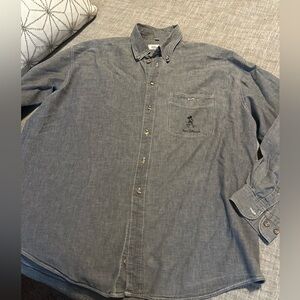 Walt Disney World Mickey Denim Jean Shirt Long Sleeve Top Pocket 41/42 vintage